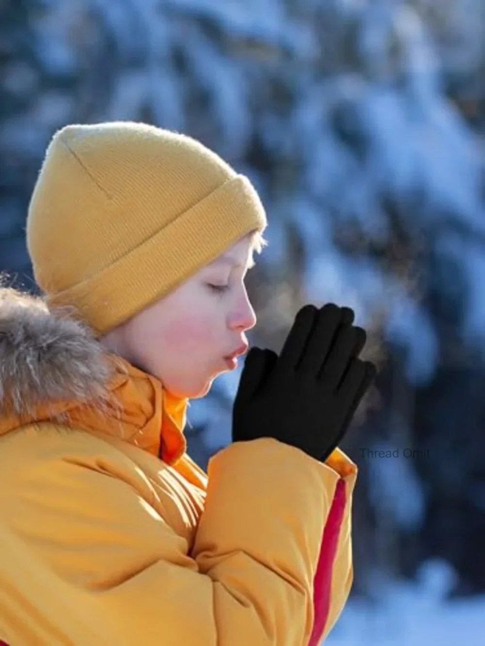 3 Pairs Kids Winter Gloves Thick Knit Stretchy Warm Gloves Boys Girls 4-14 Years